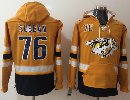 Predators #76 P.K Subban Yellow Name & Number Pullover NHL Hoodie